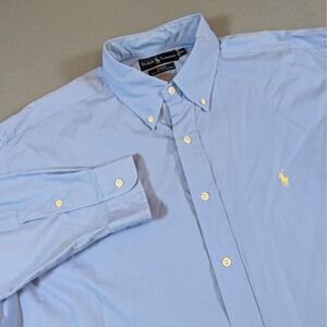 Ralph Lauren Blake Oxford  Classic Fit Button Down Shirt Two Ply Light Blue XL